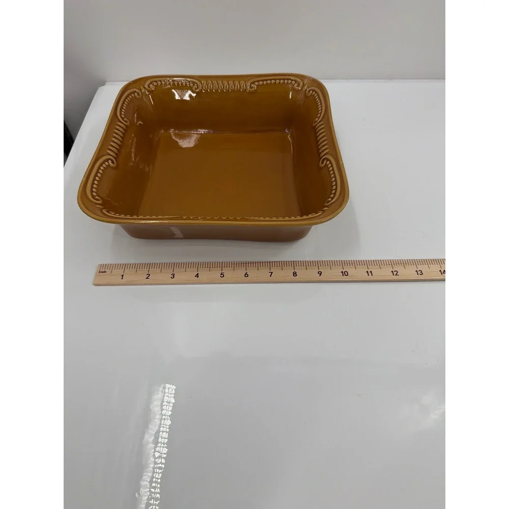 Worldwide‎ Home Products Ceramic Bakeware Set 3pc Brown Beaded Scroll Stoneware